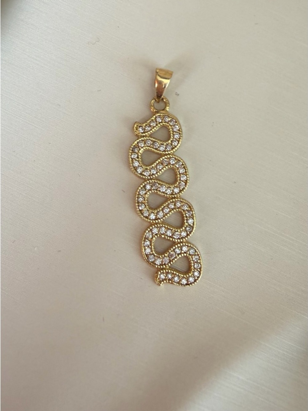 18k solid Gold Pave Snake Pendant Necklace - Women Jewelry